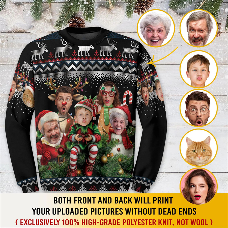 Family Tree Print - Sweat-shirt de Noël personnalisé avec photo